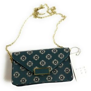 Turquoise Print Small Cross Body Bag Purse Wallet